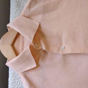 Arnold Zimberg Large Pale Orange Linen/Cotton Summer Resort Shirt (MOP Buttons)